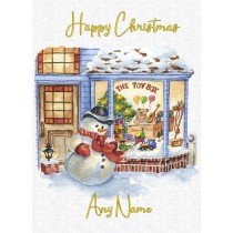 Personalised Christmas Card (Snowman Window)