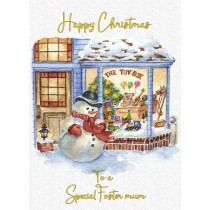 Christmas Card For Foster Mum (White Snowman)