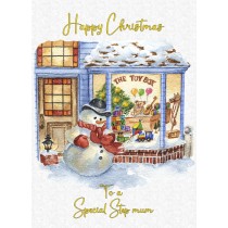 Christmas Card For Stepmum (White Snowman)