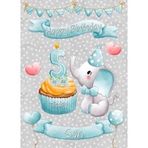 Son 5th Birthday Card (Grey Elephant)