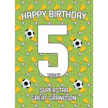 5th Birthday Football Card for Great Grandson