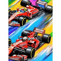 Supercar F1 Formula 1 Car Colourful Art Blank Greeting Card