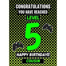 Cousin 5th Birthday Card (Level Up Gamer)