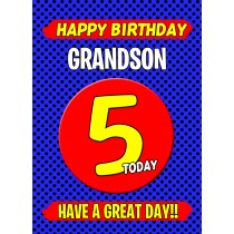 Grandson 5th Birthday Card (Blue)