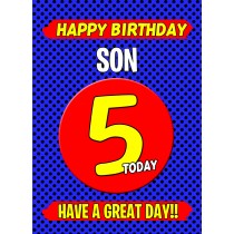 Son 5th Birthday Card (Blue)