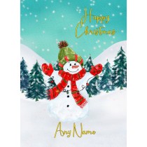Personalised Christmas Card (Green Snowman)