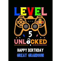 Great Grandson 5th Birthday Card (Gamer, Design 4)