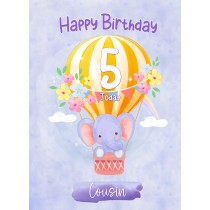 Kids 5th Birthday Card for Cousin (Elephant)