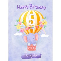 Kids 5th Birthday Card for Daughter (Elephant)