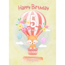 Kids 5th Birthday Card for Daughter (Fox)