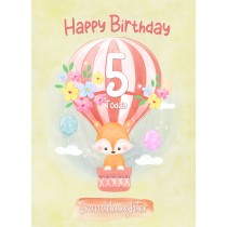 Kids 5th Birthday Card for Granddaughter (Fox)