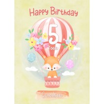 Kids 5th Birthday Card for Grandson (Fox)