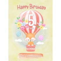 Kids 5th Birthday Card for Great Granddaughter (Fox)