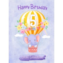 Kids 5th Birthday Card for Great Grandson (Elephant)
