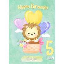 Kids 5th Birthday Card for Nephew (Lion)