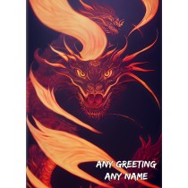Personalised Fantasy Dragon Birthday Card (Red)