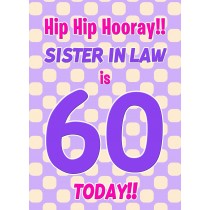 Sister in Law 60th Birthday Card (Purple Spots)