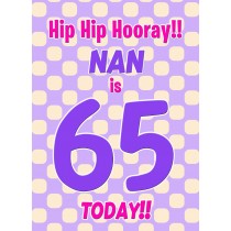 Nan 65th Birthday Card (Purple Spots)