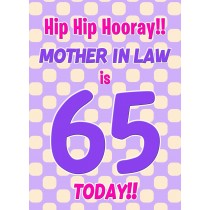 Mother in Law 65th Birthday Card (Purple Spots)