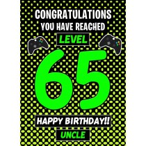 Uncle 65th Birthday Card (Level Up Gamer)