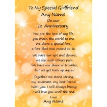 Personalised Romantic Anniversary Card (Special Girlfriend, Any Year)