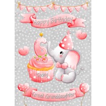 Great Granddaughter 6th Birthday Card (Grey Elephant)