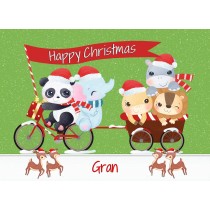 Christmas Card For Gran (Green Animals)
