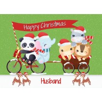 Christmas Card For Husband (Green Animals)