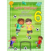 Kids 6th Birthday Football Card for Great Grandson