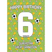 6th Birthday Football Card for Great Grandson