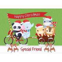 Christmas Card For Special Friend (Green Animals)