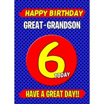 Great Grandson 6th Birthday Card (Blue)