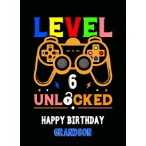 Grandson 6th Birthday Card (Gamer, Design 4)