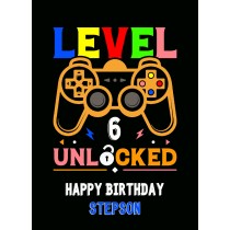 Stepson 6th Birthday Card (Gamer, Design 4)
