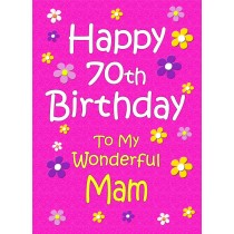 Mam 70th Birthday Card (Pink)