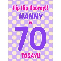 Nanny 70th Birthday Card (Purple Spots)