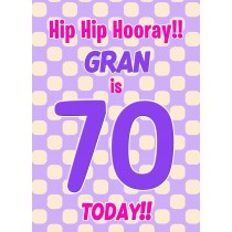 Gran 70th Birthday Card (Purple Spots)