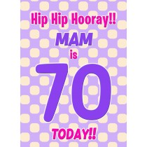 Mam 70th Birthday Card (Purple Spots)