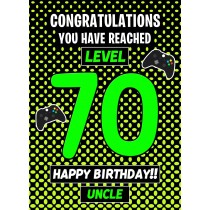 Uncle 70th Birthday Card (Level Up Gamer)
