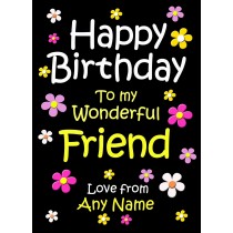 Personalised Friend Birthday Card (Black)