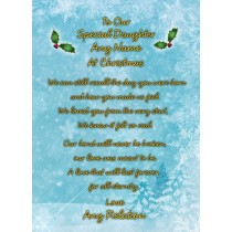 Personalised 'Our Special Daughter' Verse Poem Christmas Card (Blue)