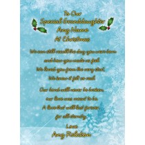 Personalised 'Our Special Granddaughter' Verse Poem Christmas Card (Blue)