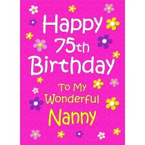 Nanny 75th Birthday Card (Pink)