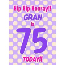 Gran 75th Birthday Card (Purple Spots)
