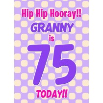 Granny 75th Birthday Card (Purple Spots)