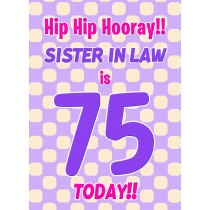Sister in Law 75th Birthday Card (Purple Spots)