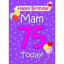 Mam 75th Birthday Card (Lilac)