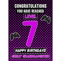 Great Granddaughter 7th Birthday Card (Level Up Gamer)