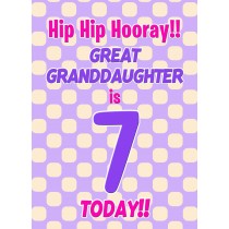 Great Granddaughter 7th Birthday Card (Purple Spots)