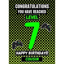 Cousin 7th Birthday Card (Level Up Gamer)